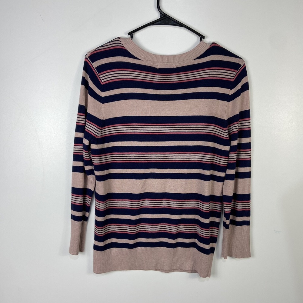 Halogen Nordstrom women cardigan size M stripes cotton long sleeve pink Office - Picture 7 of 7